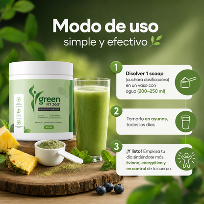 GREEN FIT 360 - DETOX NATURAL EN POLVO | 300 G · 30 TOMAS